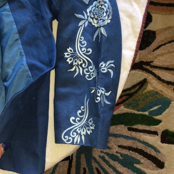 Embroidered Vintage linen Floral Blazer - Picture 6 of 8